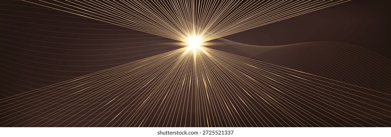 Fondo abstracto de las ondas del oro. Ilustración vectorial de líneas de curva dorada aislada en patrón de remolino brillante de brillo de lujo marrón. Elemento de diseño de moda moderno elegante.