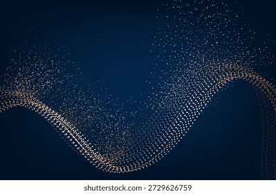 Fondo abstracto de las ondas del oro. Ilustración vectorial de líneas de curva dorada aislada en patrón de remolino brillante de brillo de lujo marrón. Elemento de diseño de moda moderno elegante.