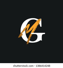 Gold accent color monogram, MG, GM, M and G logo icon