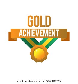 Gold Achievement Medal. Medal Vector Illustration Logo.