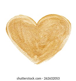 Gold acrylic heart. Hand drawn.
