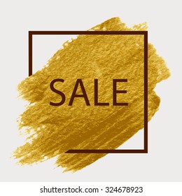 Gold acrylic paint. Brush strokes. Sale.