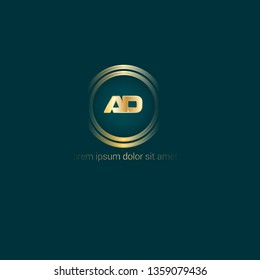 Gold AD company linked letter logo concept. Designed for your web site design, logo, app, UI. Gold initial logo design