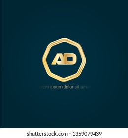 Gold AD company linked letter logo concept. Designed for your web site design, logo, app, UI. Gold initial logo design