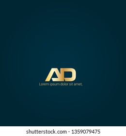 Gold AD company linked letter logo concept. Designed for your web site design, logo, app, UI. Gold initial logo design