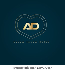 Gold AD company linked letter logo concept. Designed for your web site design, logo, app, UI. Gold initial logo design