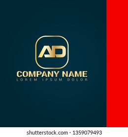 Gold AD company linked letter logo concept. Designed for your web site design, logo, app, UI. Gold initial logo design