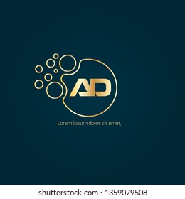 Gold AD company linked letter logo concept. Designed for your web site design, logo, app, UI. Gold initial logo design