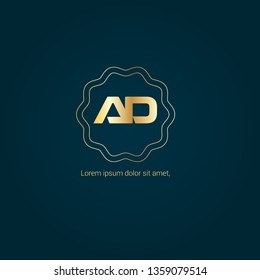 Gold AD company linked letter logo concept. Designed for your web site design, logo, app, UI. Gold initial logo design