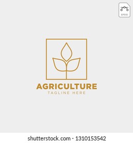 gold agriculture farm line badge vintage logo template vector illustration