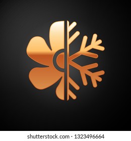 Gold Air conditioner icon isolated on black background. Vector Illustration