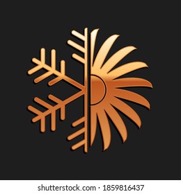 Gold Air conditioner icon isolated on black background. Long shadow style. Vector.