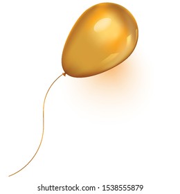 Gold air flying balloon isolated on white background. Golden balloon with reflects. Realistic 3D vector illustration