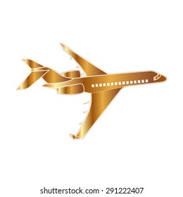 Gold Airplane Icon