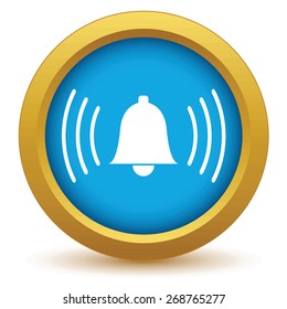 Gold alarm clock icon on a white background. Vector illustration
