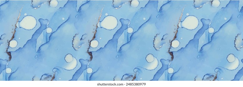 Gold Alcohol Ink Marble. Luxury Abstract Painting. Luxury Water Color Marble. Blue Ink Paint. Copper Vector Ink Background. Blue Abstract Watercolor. Light Seamless Texture. Foil Marble Background.