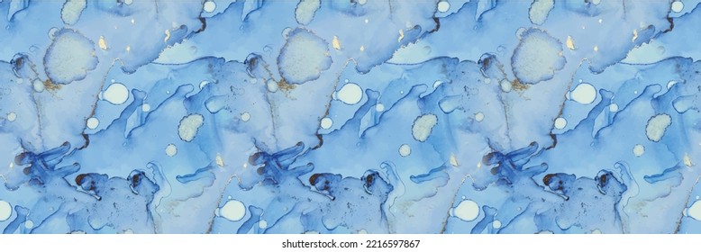 Mármol de tinta de alcohol dorado. Pintura abstracta de vectores. Acuarela de color de agua de cobre. Mármol de tinta del vector dorado. Pintura de arte azul. Patrón Vector Elegante. Acuarela De Mármol Foil. Fondo Azul Oriental.