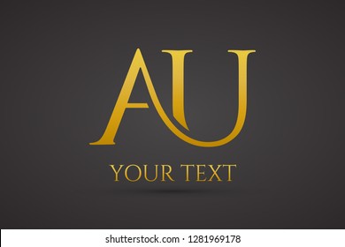 Gold alphabet letter au a u logo combination icon vector
