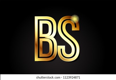 gold alphabet letter bs b s logo combination design suitable for a company or business