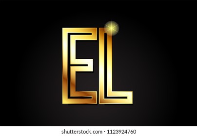 gold alphabet letter el e l logo combination design suitable for a company or business