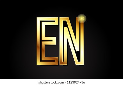 gold alphabet letter en e n logo combination design suitable for a company or business
