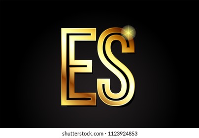 gold alphabet letter es e s logo combination design suitable for a company or business