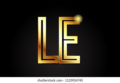 gold alphabet letter le l e logo combination design suitable for a company or business