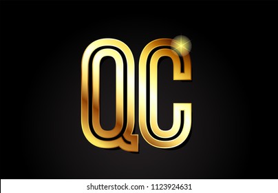 gold alphabet letter qc q c logo combination design suitable for a company or business