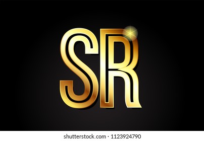 gold alphabet letter sr s r logo combination design suitable for a company or business