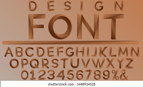 Gold alphabet and numbers. Modern design alphabet font, numbers and symbols. Vector illustration