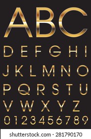 Gold Alphabet and Numbers.
Stock Vector