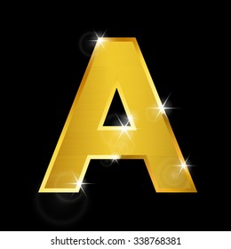 gold alphabet on black