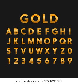 Gold. Gold alphabetic fonts on a black background. Vector illustration