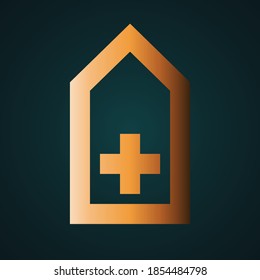 Gold ambulance label. Gradient gold concept with dark background