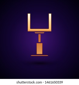 Gold American football goal post icon isolated on dark blue background.  Vector Illustration