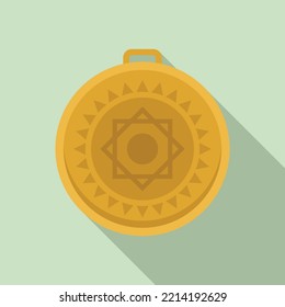 Gold Amulet Icon Flat Vector. Magic Religion. Cute Amulet