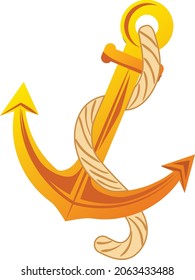 Gold Anchor, boat stopper vector art and illustration