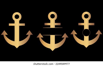  diseño de vectores marinos de anclaje dorado 

