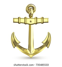 gold anchor on a white background