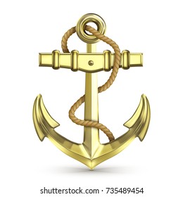 gold anchor on a white background