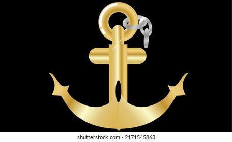 Gold anchor and silver chain object design