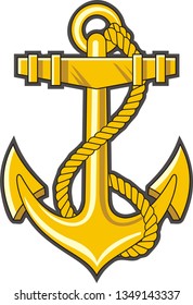 Gold anchor. Vector