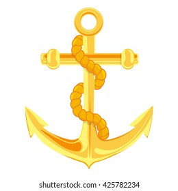 Gold anchor vector illustration isolated on a white background