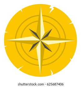 Gold ancient compass icon flat isolated on white background vector illustration