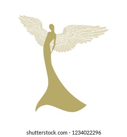 gold angel, vector logo icon