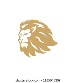 Gold Angry Lion Head Logo, Sign, Vector Design, Illustration, Template