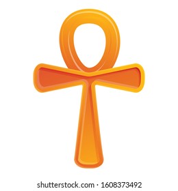 Gold ankh icon. Cartoon of gold ankh vector icon for web design isolated on white background