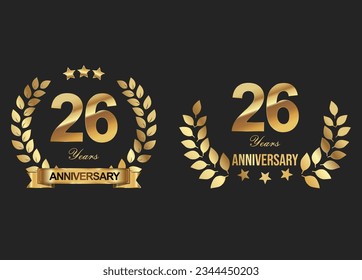 Gold anniversary celebration logo with golden laurel wreath vector illustration