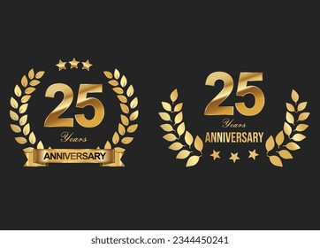 Gold anniversary celebration logo with golden laurel wreath vector illustration