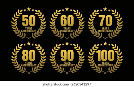 Gold anniversary logo collections. Number for birthday event vector template